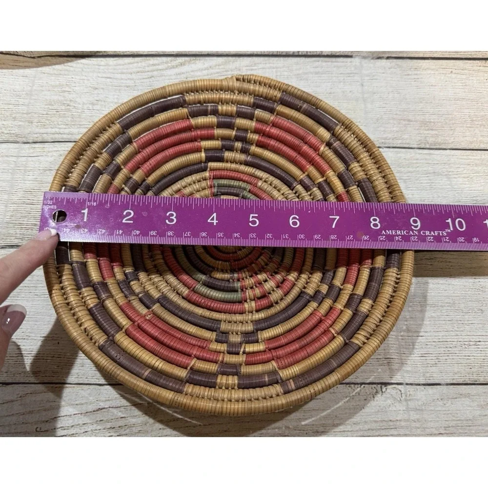 Lot of 2 Handwoven Coiled Basket Bowl Wall Decor BOHO Southwest